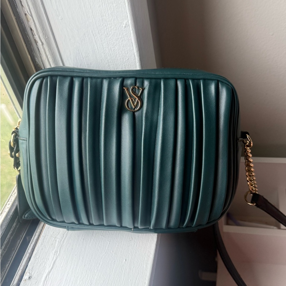 Victoria's Secret Teal Crossbody Bag with Gold Accent